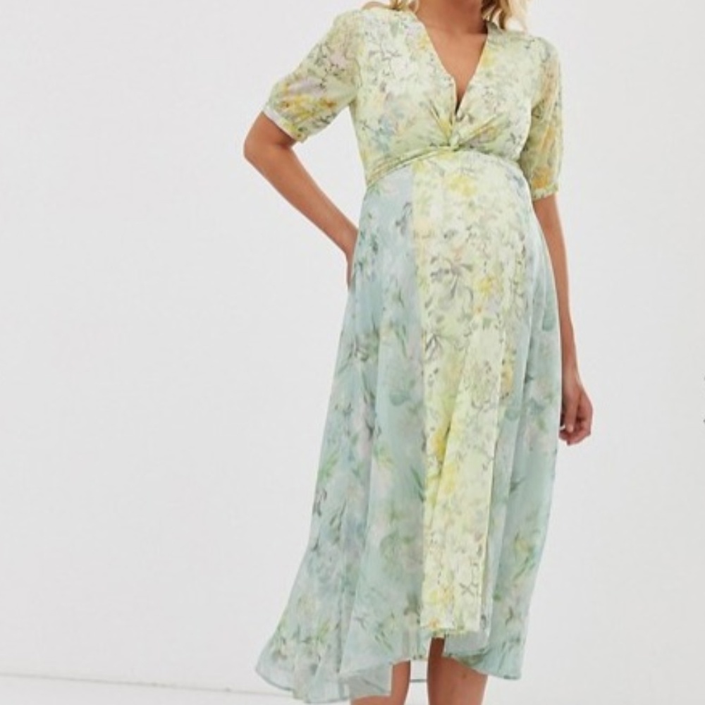 Hope&Ivy Maternity Wrap Front Floral Dress 10